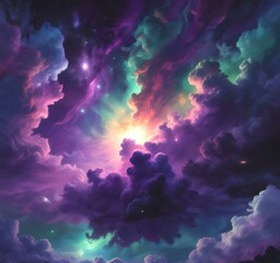 Wall Mural - Illustration of nebula with stars and galaxy.