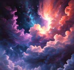 Wall Mural - Illustration of nebula with stars and galaxy.