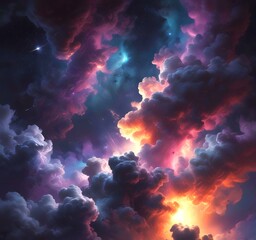 Wall Mural - Illustration of nebula with stars and galaxy.