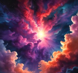 Wall Mural - Illustration of nebula with stars and galaxy.