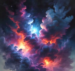 Wall Mural - Illustration of nebula with stars and galaxy.