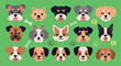 © markusmiller - Cute dog faces vector illustration: playful puppy icons for pet design in flat style