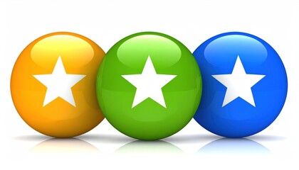 Three colorful glossy buttons with stars