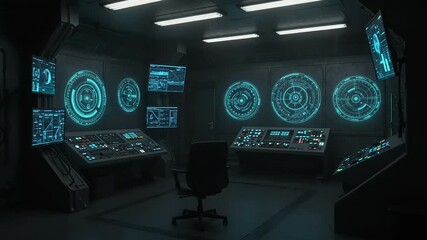 Futuristic control room interior
