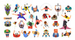 © vesvocrea - Set of Top view of people set collection, Men and women. View from above. Male and female characters, cartoon style, bald, walking, boy, playing, badminton, basketball, mobile, game, volleyball.