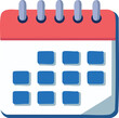 © SufyanAli - Vector Cartoon Calendar Icon with Red Top and Blue Date Grid in a Clean Minimal Style on White Background