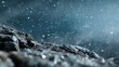 © Shaggy - Ground level shot of mountain cliff under heavy hailstorm sharp icy pellet bouncing off rock intense storm cloud backdrop extreme precipitation landscape cold grey sky background