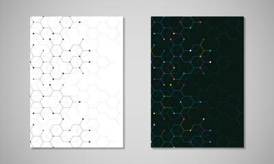 Wall Mural - abstract geometric background with hexagons shape pattern for a business brochure or cover book, pag