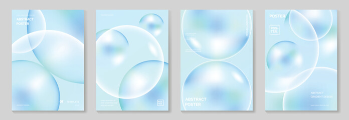 Wall Mural - modern gradient liquid glass poster background vector set.cover template with perspective geometric 