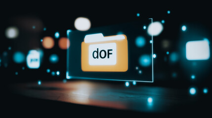 Wall Mural - dof data management: a digital file folder labeled 