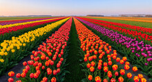 Tulips Field Flowers Sunset Free Stock Photo - Public Domain Pictures