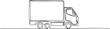 © alamingraphics27 - continuous line drawing of a delivery truck with cargo box in simple stylized black line art on white background
