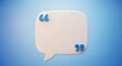 © TechNova Graphics - White speech bubble with blue quotation marks on a blue gradient background talk