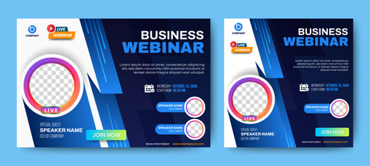 Wall Mural - marketing strategies live webinar banner invitation and social media post template. business webinar