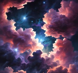 Wall Mural - Illustration of nebula with stars and galaxy.