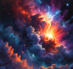Wall Mural - Illustration of nebula with stars and galaxy.