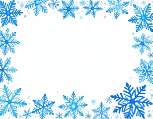 Wall Mural - Intricate blue snowflake frame, a stunning winter design element for festive projects