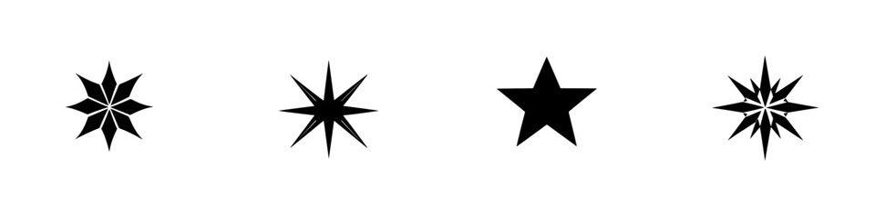Wall Mural - Silhouette pictogram icons representing various star shapes suitable for graphic design and creative projects