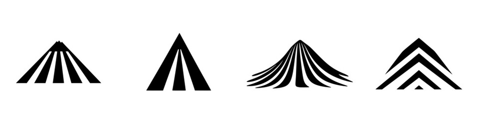 Wall Mural - Silhouette pictograms depicting various mountain and hill shapes in a clean, minimalist style suitable for design applications