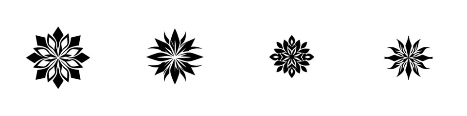 Wall Mural - Silhouette pictogram icons representing diverse floral designs in a minimalist style suitable for various artistic applications