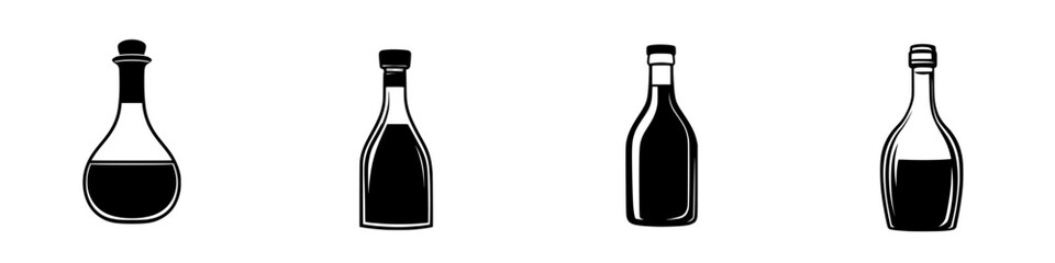 Wall Mural - Silhouette pictogram set featuring various bottle designs for creative projects and commercial uses