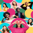© master1305 - Diverse young people interacting with energy and laughter, showcasing emotion and creativity. Concept of diversity and inclusion campaigns, youth engagement programs