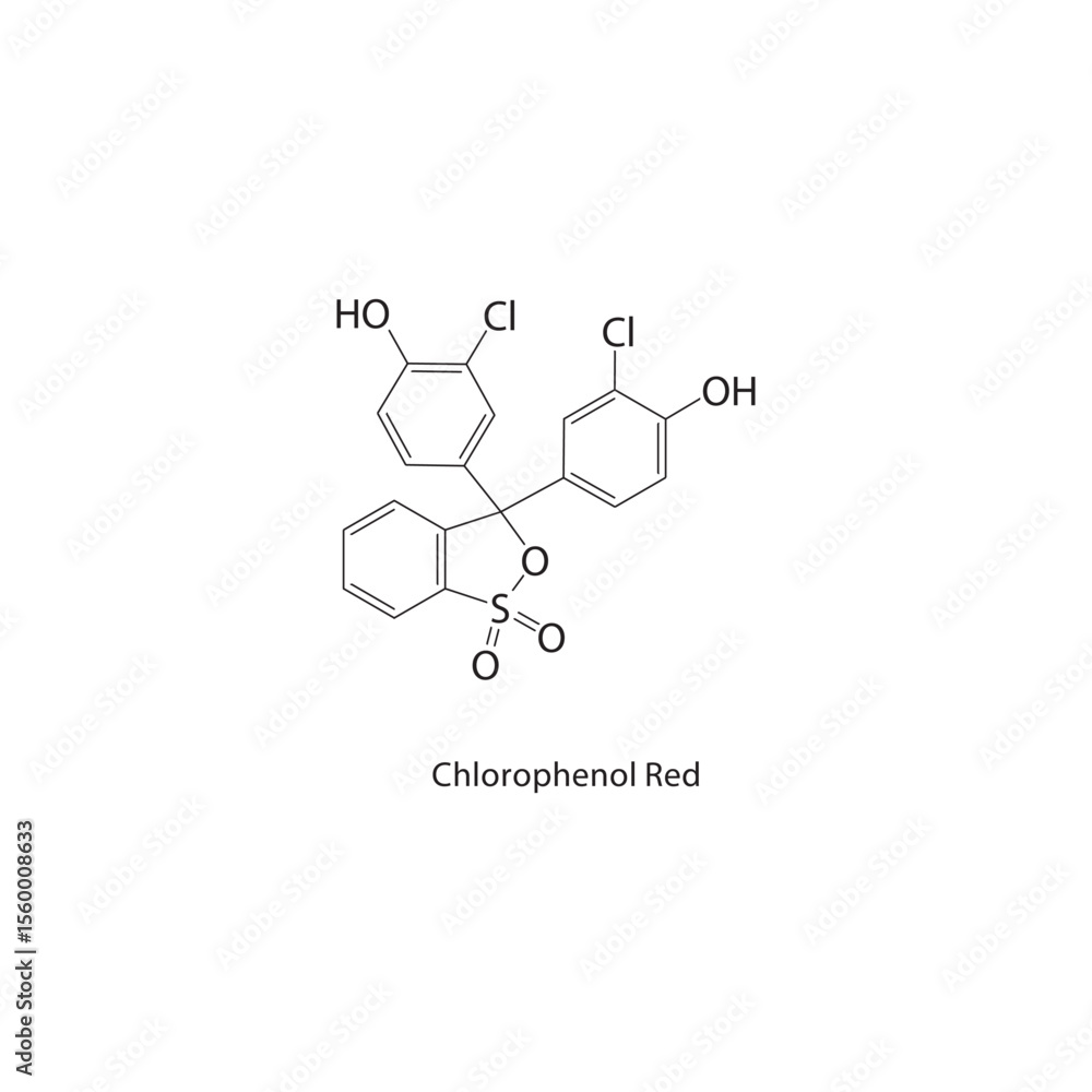 Chlorophenol Red skeletal structure. Halogenated phenol dye compound ...