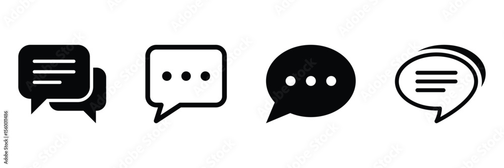 Text Message Ellipses Messaging icons with both ellipses and lines to signify various message ...