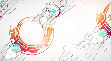 Wall Mural - abstraction on the theme of tech circles. scientific and technological background. vector background