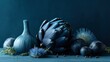 © Phanet - A realistic high-quality stock photo representing 'sustainable food', styled with blues tones, evoking a sense of authoritative, designed to appeal to publishers. The composition should align with mod