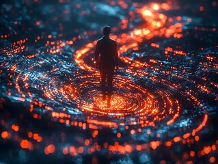 Wall Mural - quantum hacker evading digital footprint