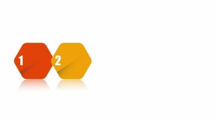 Canvas Print - animated video of business infographics with multicolor hexagons 5, 6, 7 steps for workflow, present