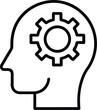 © IshratJahan - Creative thinking process icon with a human head and gears representing problem solving innovation and a strategic mindset for generating ideas vector icon