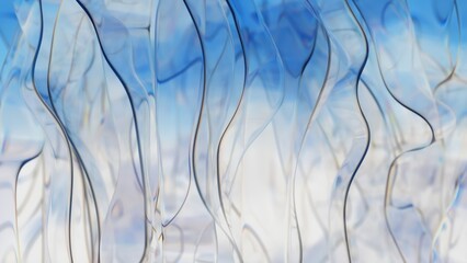 Wall Mural - elegant transparent blue and white wavy lines create a mesmerizing and abstract pattern, moving slow
