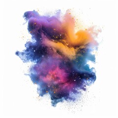 Wall Mural - abstract colorful smoke forming a galaxy with stars on white background