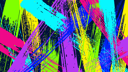 Wall Mural - grunge background with overlapping, contrasting, multi-colored brush strokes.