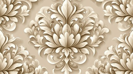 elegant beige damask pattern background vector template in classic decorative style for commercial p