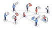 © Ophelia - Social media network concept vector illustration - isometric design for digital communication and connection
