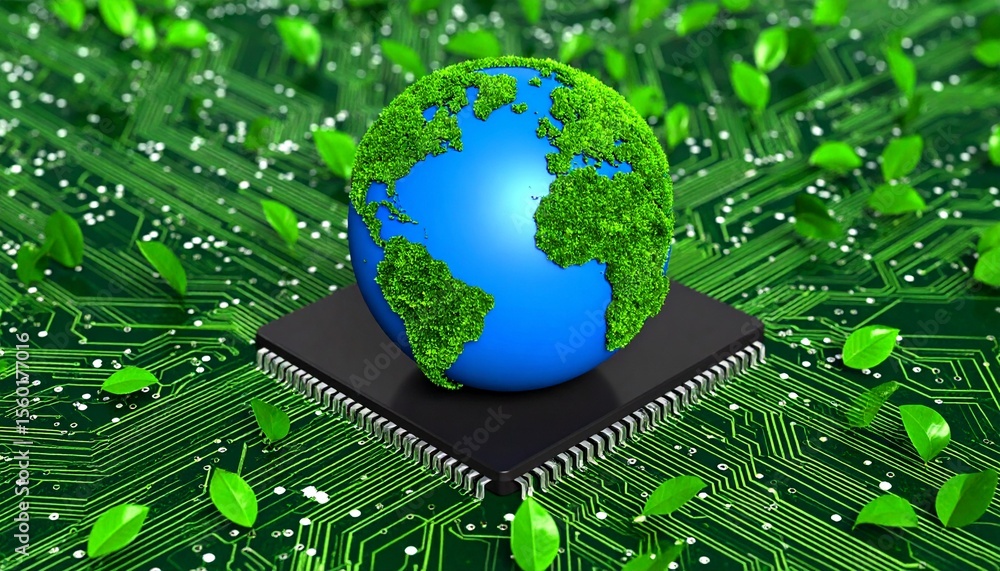 Stockillustrationen Concepto de medio ambiente y tecnología con vista del planeta tierra sobre ...
