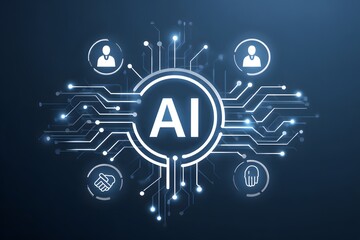 Wall Mural - a hand holding an ai icon with the text 