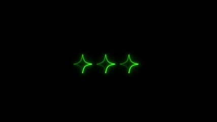 Wall Mural - 3 star rating neon 4k animation. Neon light star frame rotation loading background animation.