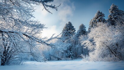 snowcovered trees and branches
