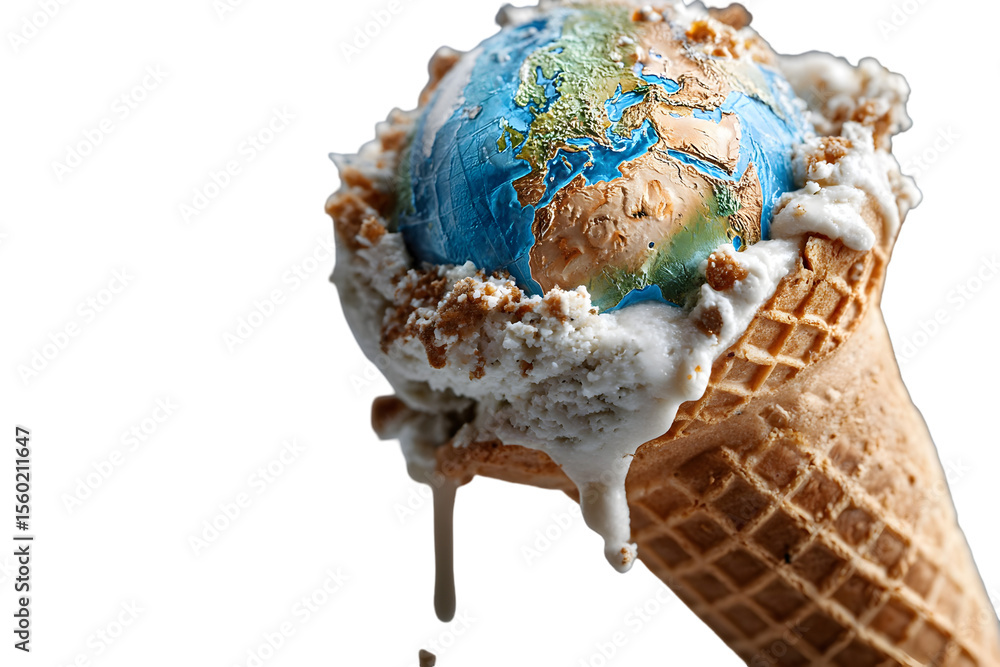 Melting Earth Ice Cream Cone: Global Warming Concept, Climate Change ...