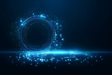 Wall Mural - abstract futuristic blue background with glowing digital elements and circuit board