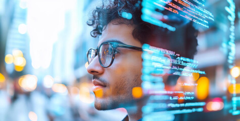 indian male software developer focused on futuristic coding and technology