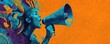 © ParinApril - Vibrant expression of individuality through dynamic colors and bold imagery featuring a woman using a megaphone to communicate her powerful message in an artistic style