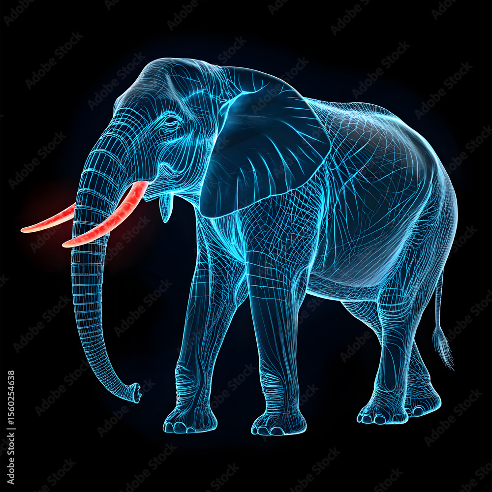 stock-elephant-anatomy-in-blue-glowing-outline-featuring-one
