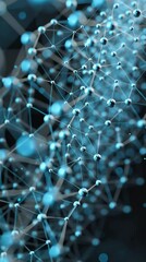 Wall Mural - 3d neural network background with electric blue data flow