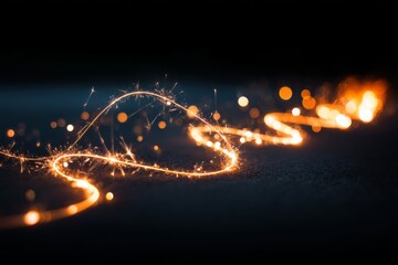 Wall Mural - a sparkler light trail captured with motion blur against a dark night background.