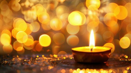 Wall Mural - A lit candle sitting on a table, perfect for setting the mood or creating a cozy atmosphere